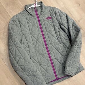 The North Face Gray Jacket with Purple Accents